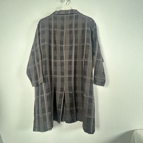 Itemz Chris Baumgartner Womens Plaid Button-Up Tunic Shirt Jacket Cotton/Silk - Picture 2 of 10